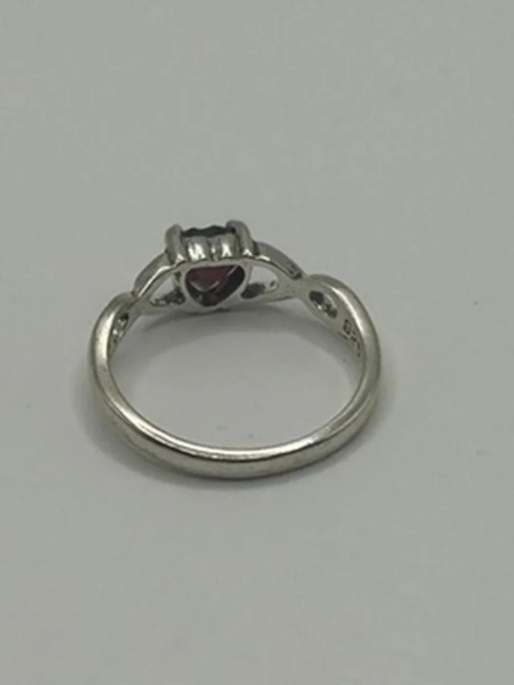 Vintage 925 Sterling Silver Amethyst Ring Womens Infinity Spiral Band Stamped